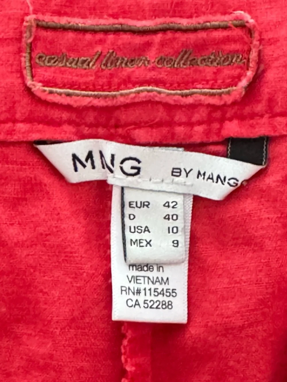 MNG by Mango Casual Linen Collection Scarlet Red Linen Shorts Size 10